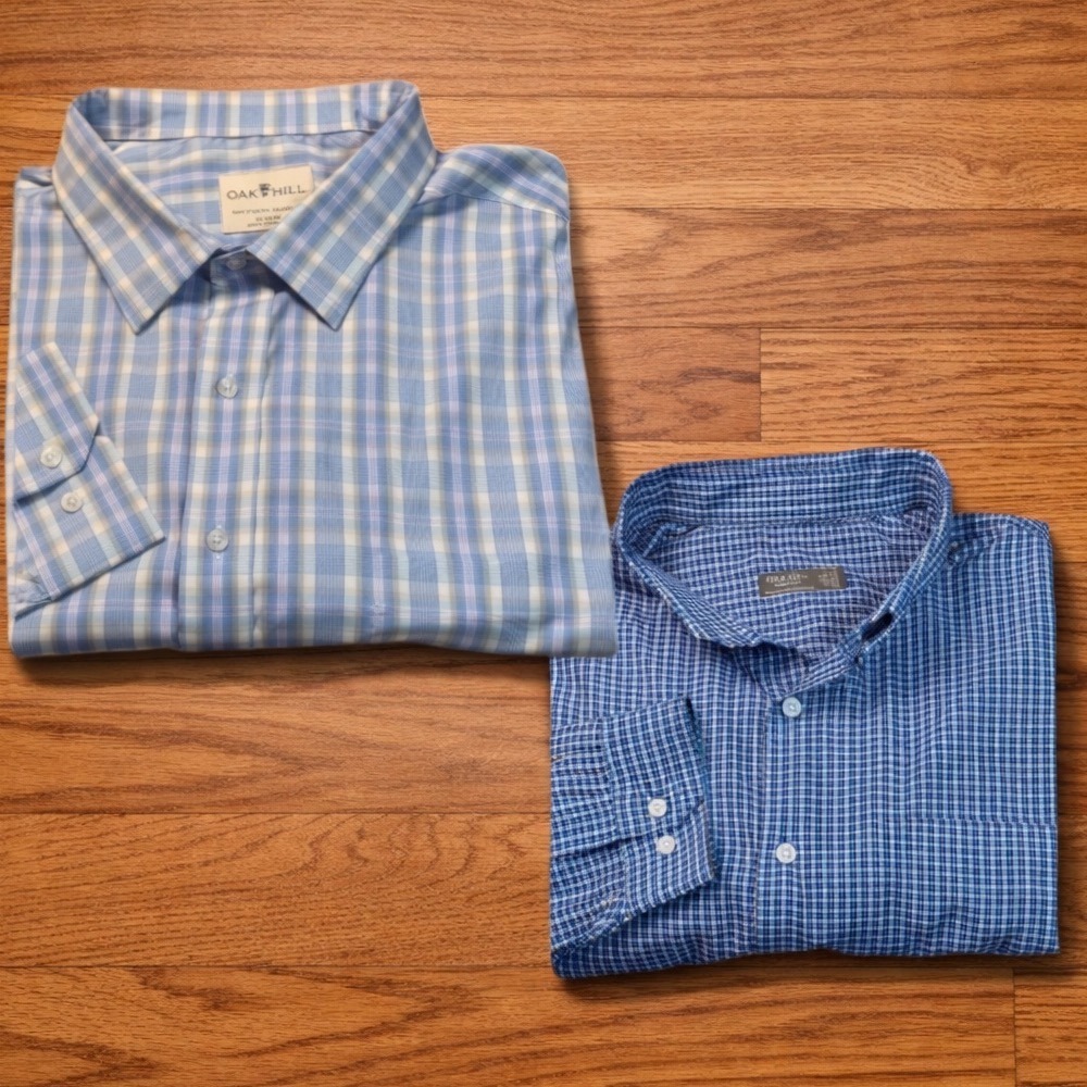 Lot of 2 Men's Blue Oak Hill Premium Prima Cotton Easy Care Size 20 35/36 4XL
